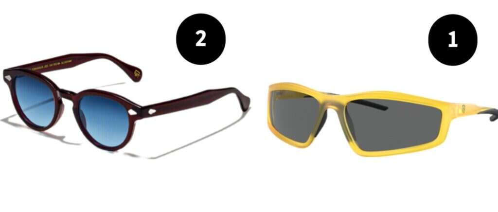 1) משקפיים של פרארי. | יח"צ חו"ל | 2) משקפיים של MOSCOT לקבוצת SHALDAG.