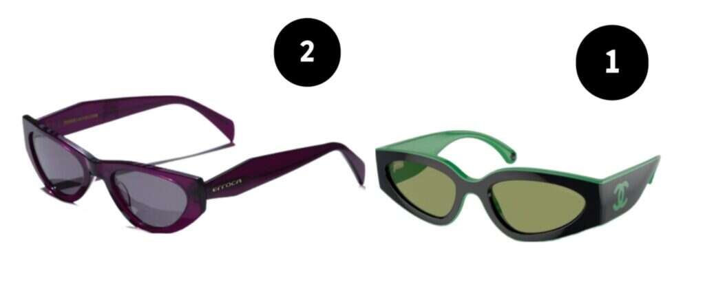 1) משקפיים של שאנל. | יח"צ שאנל | 2) משקפיים של ERROCA.