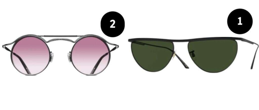 1) משקפיים של אוליבר פיפלס. | יח"צ חו"ל | 2) משקפיים של MATSUDA לקבוצת SHALDAG.