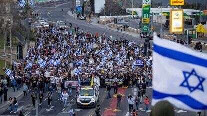 צעדת משפחות חטופים בכניסה לירושלים, בחודש מרץ. | יונתן זינדל, פלאש 90