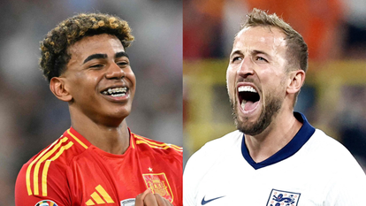 קפטן אנגליה, הארי קיין (ימין), וילד הפלא הספרדי, לאמין ימאל. צילומים: KENZO TRIBOUILLARD, MIGUEL MEDINA / AFP