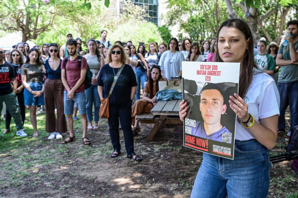 סטודנטים באוניברסיטת בר-אילן מפגינים לשחרור החטופים. אבשלום ששוני - פלאש 90