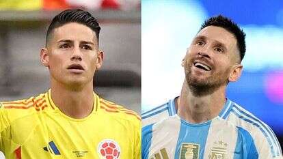 שני הקפטנים: ליונל מסי הארגנטינאי וחאמס רודריגז הקולומביאני. צילומים: AFP