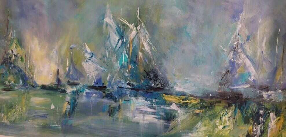 רינה ק. קליין, "סירות", שמן על בד, 2020 | ללא