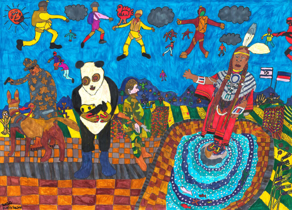 מתוך תערוכת "עבודות כפר". איור: מיכאל זלמנוב. באסיבות כפר שמעון