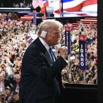 טראמפ בוועידה הלאומית הרפובליקנית בוויסקונסין, ביום שלישי. | איי.אף.פי