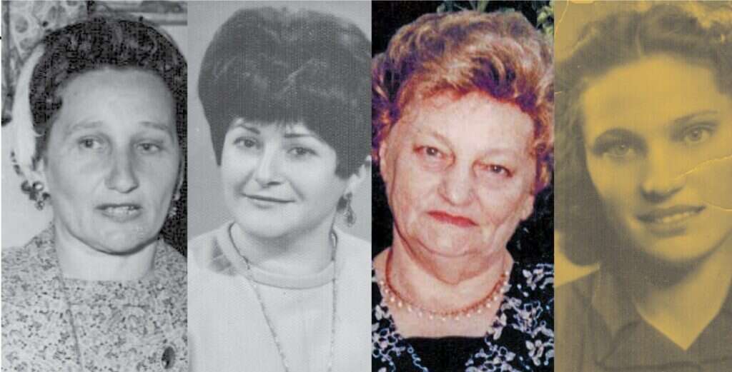 "אני בעלת חוב כלפיהן ועכשיו אני מנציחה אותן". מימין לשמאל: דודה שרה, החמות פסי, האם החורגת חנה וסבתא פייגי (ציפורה). | מתוך האלבום המשפחתי