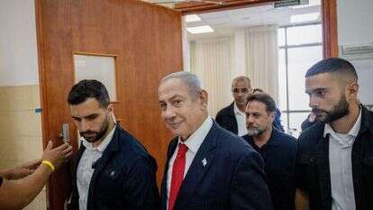 נתניהו בבית המשפט המחוזי לאחר עדותו של ארנון מילצ'ן, יוני 2023. | חיים גולדברג - פלאש 90