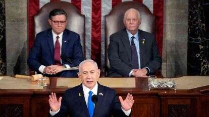 ראש הממשלה נתניהו בנאומו בקונגרס. | AFP