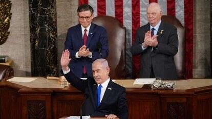 ראש הממשלה בנימין נתניהו בנאומו בקונגרס האמריקני. | AFP