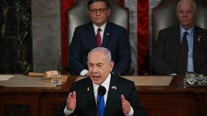 ראש הממשלה נתניהו בנאומו בקונגרס האמריקני. | AFP