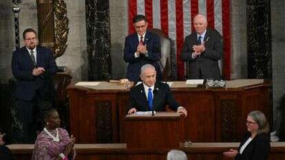 ראש הממשלה נתניהו בנאומו בקונגרס האמריקני. | AFP
