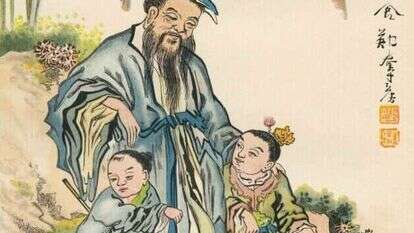 מפליג עד לכיבוד הורים בתרבות הסינית הדפס מתוך מגילה. סין, המאה ה־ 19. | גטי אימג'ס