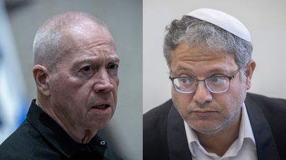 השרים איתמר בן גביר ויואב גלנט. צילומים: חיים גולדברג, פלאש 90