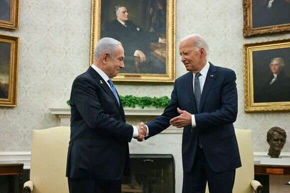 פגישת נתניהו וביידן. | AFP פגישת נתניהו וביידן. | AFP