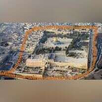 שרטוט מפת השרשרת המתוכננת סביב הר הבית