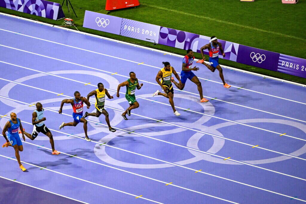 אמצע ריצת ה-100 מטרים. | AFP