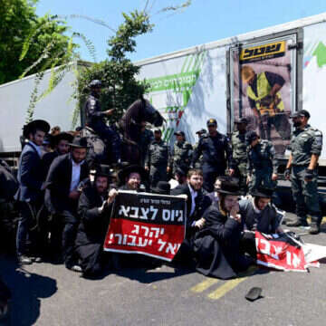 הפגנות בבקו"ם נגד גיוס חרדים. | תומר נויברג, פלאש 90