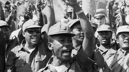 החבר האתיופי היה לרוצח הקיסר ולרודן אכזר בעצמו במשך כ־ 17 שנים. מנגיסטו היילה מריאם, 1977. | גטי אימג'ס