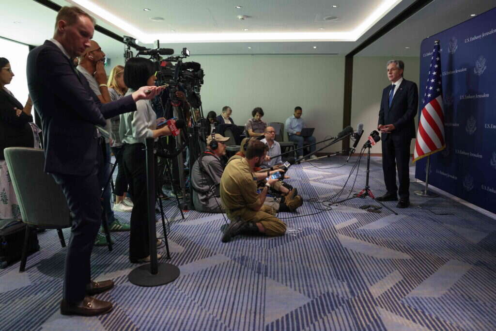 בלינקן בישראל, אמש. | AFP