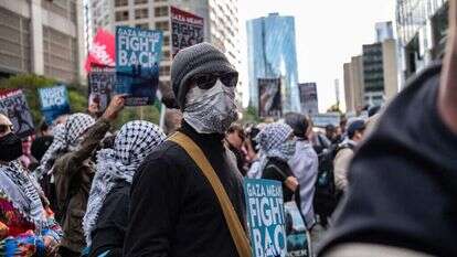 מפגינים אנטי-ישראלים בשיקגו, אמש. | AFP