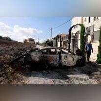 תוצאות ההתפרעויות האלימות בכפר ג'ית. | AFP