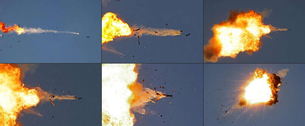 רצף תמונות בהן נראה מטוס חיה"א מפוצץ כטב"ם של חזבאללה הבוקר (א'). | AFP