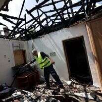 בית הרוס בקריית שמונה כתוצאה מירי חיזבאללה. | EPA