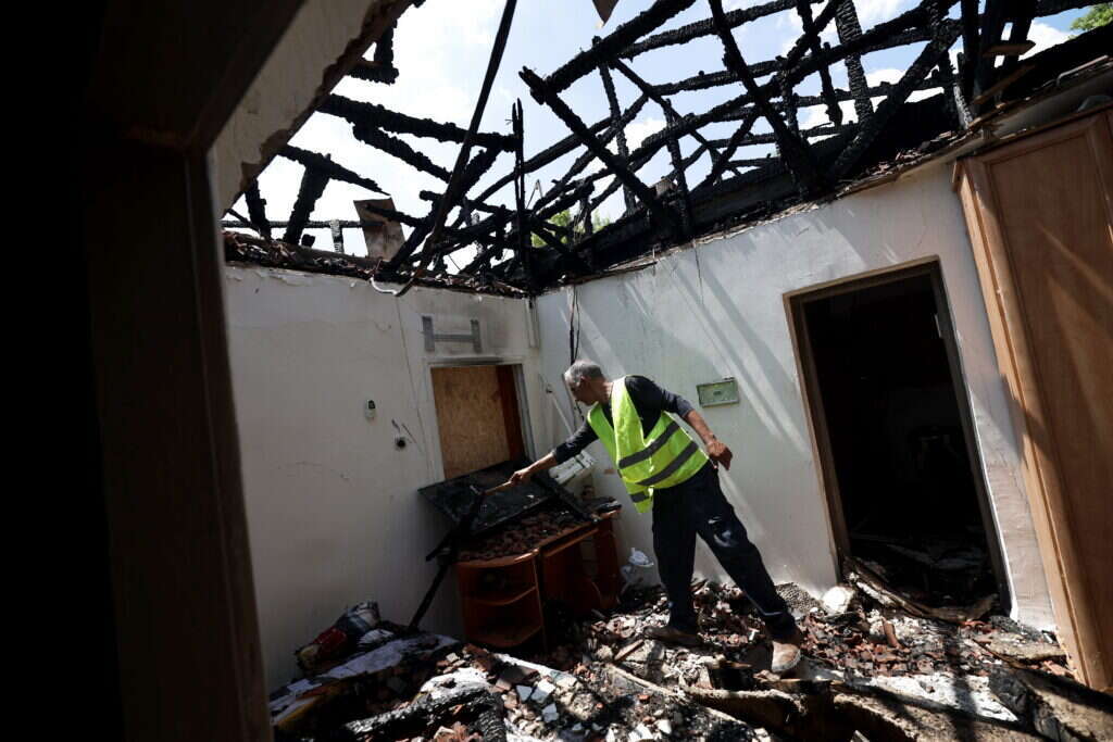 בית הרוס בקריית שמונה כתוצאה מירי חיזבאללה. | EPA