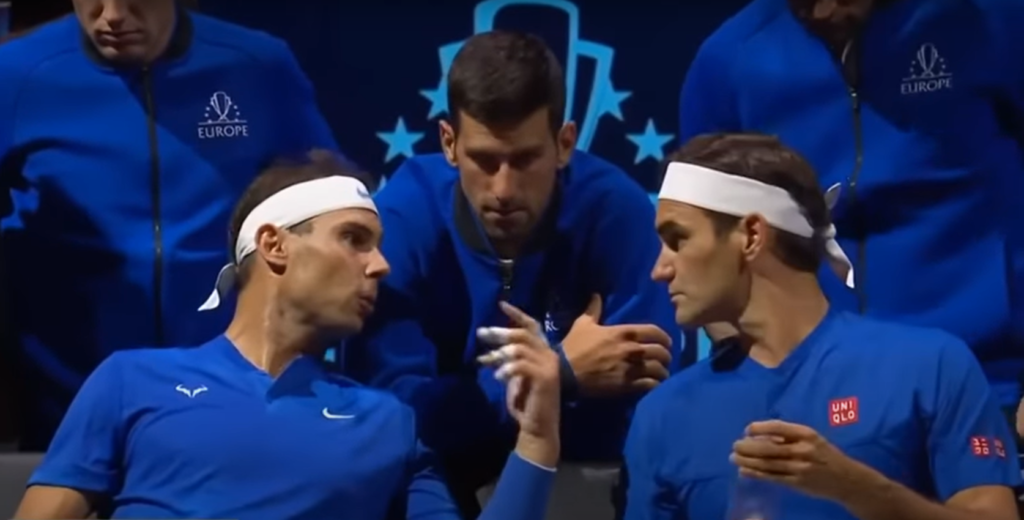 מימין לשמאל: רוג'ר פדרר, נובאק ג'וקוביץ' ורפאל נדאל. | מסך מיוטיוב