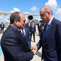 א-סיסי וארדואן. | Mustafa KAMACI / TURKISH PRESIDENTIAL PRESS SERVICE / AFP