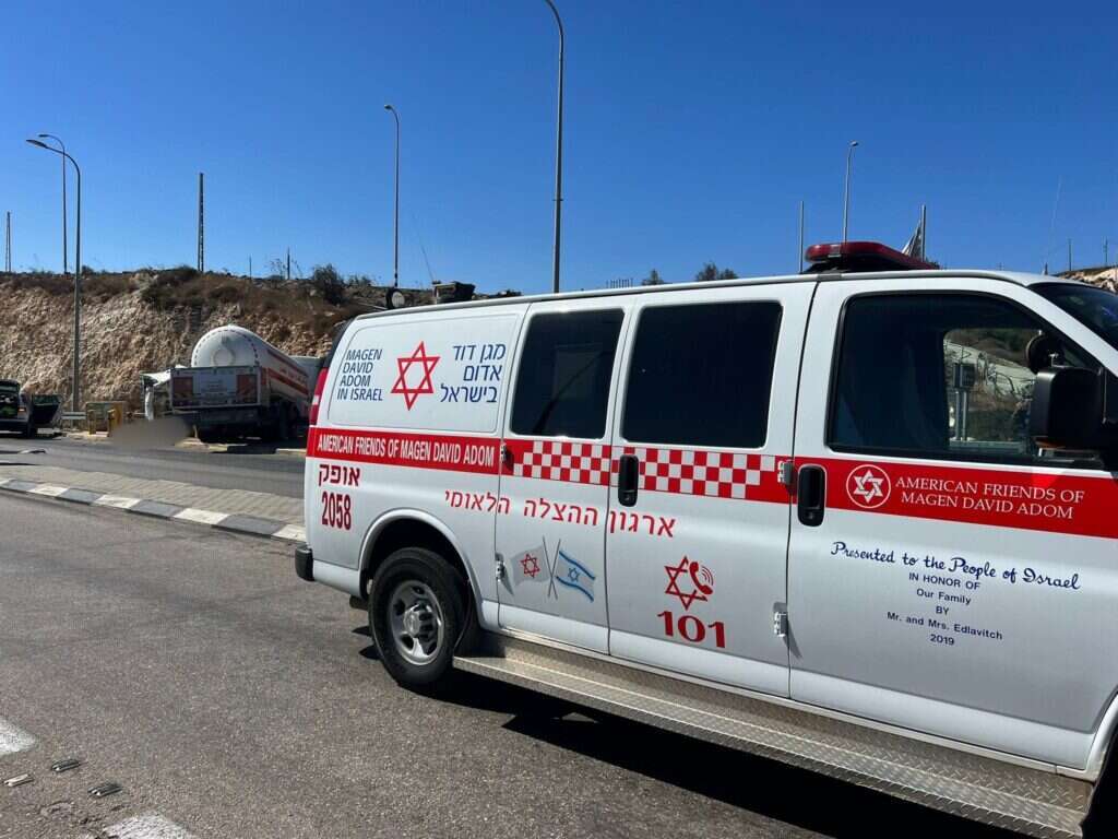 זירת הדריסה בגבעת אסף - המשאית הדורסת מצד שמאל. | דוברות מד"א