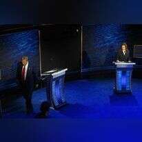 טראמפ והאריס במהלך העימות הנשיאותי. | AFP