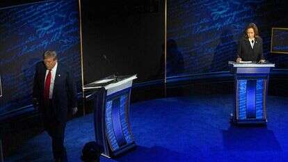 טראמפ והאריס במהלך העימות הנשיאותי. | AFP