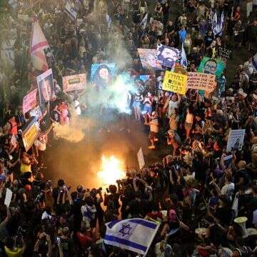 הפגנה בעד עסקה חטופים. | EPA
