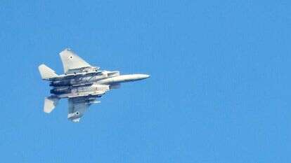 מטוס קרב מסוג F-15 מעל חיפה, | Jack Guez / AFP מטוס קרב מסוג F-15 מעל חיפה, | Jack Guez / AFP