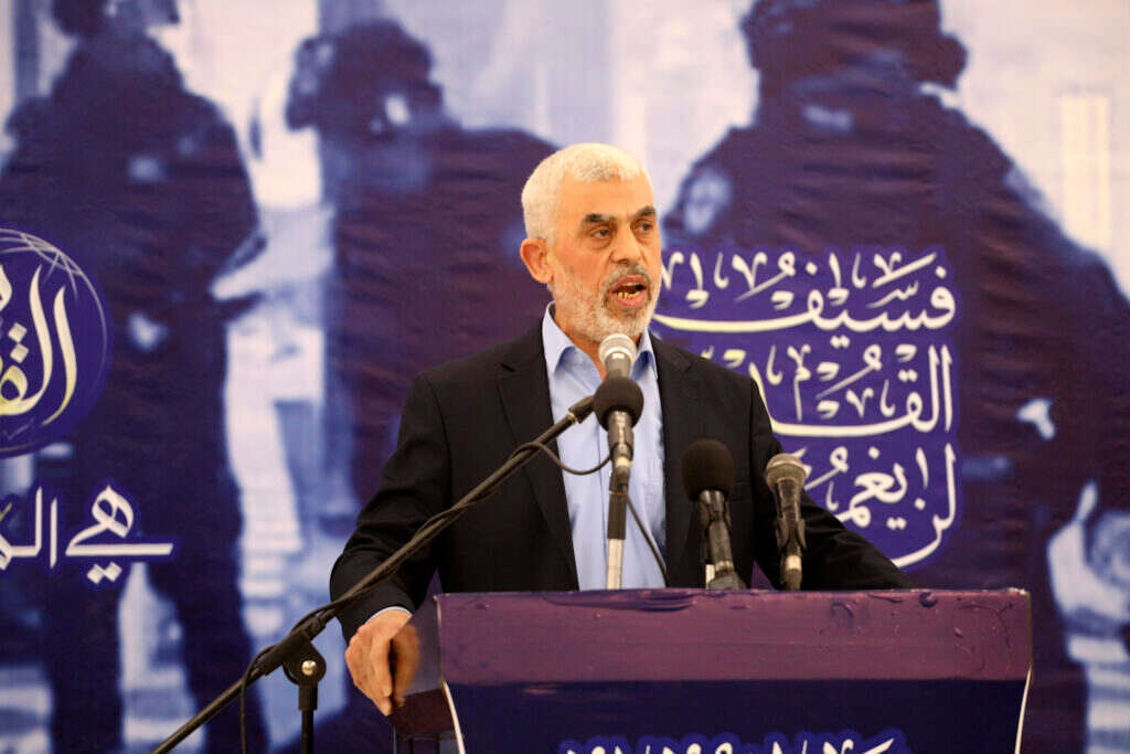 סינוואר נואם. Attia Muhammed/Flash90