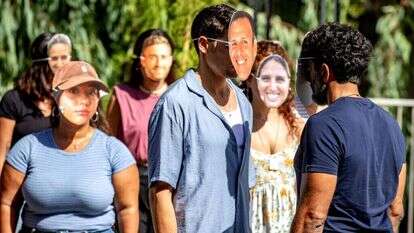 צחי הלוי וידין גלמן במסגרת הקמפיין. באדיבות מטה ההסברה האזרחי