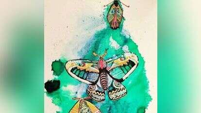 פרפרים 3, ליאור שור, דיו וטושים אקריליים על נייר, 2021. הוצג בתערוכה "Girls Just Wanna" בגלריה החדשה בסדנאות האמנים טדי