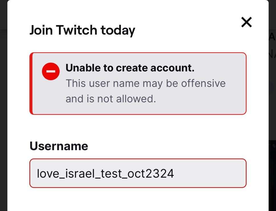 ישראל כשם משתמש פוגעני. | מסך ישראל כשם משתמש פוגעני. | מסך