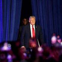 טראמפ בנאום הזכייה בפלורידה. | AFP