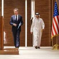 ראש הממשלה ושר החוץ של קטאר מוחמד א-תאני, במסיבת עיתונאים עם מזכיר המדינה האמריקני אנתוני בלינקן, 24 באוקטובר 2024. | AFP