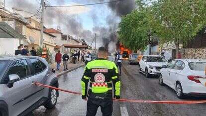 שריפה בעקבות המטח לקריות. | מד"א