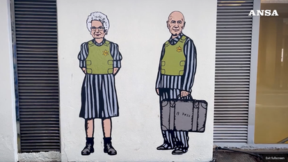 איטליה - גרפיטי המוקדש לשני ניצולי שואה, | מסך מתוך יוטיוב