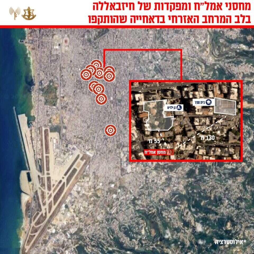 אינפוגרפיקה: תקיפות צה"ל בדאחייה. דובר צה"ל