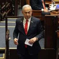 נתניהו בתום דבריו במליאת הכנסת, הערב. | EPA