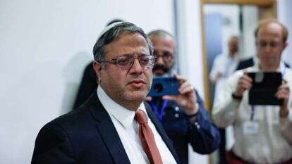 השר איתמר בן גביר בבית המשפט לפני עדותו של ראש הממשלה בנימין נתניהו. | חיים גולדברג - פלאש 90