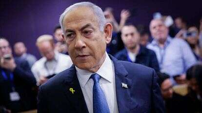 ראש הממשלה בנימין נתניהו בבית המשפט לפני עדותו. | חיים גולדברג - פלאש 90