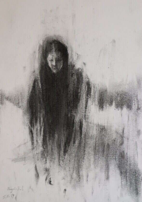 חגי הלברטל, פחם על נייר, 2024 חגי הלברטל, פחם על נייר, 2024