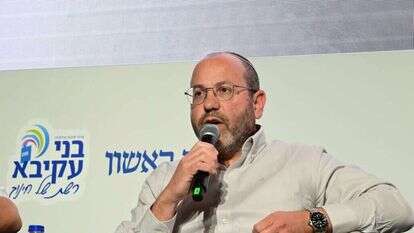 הרב צביקה מור, אביו של החטוף איתן מור, יו"ר פורום תקווה בוועידת החינוך ה-5. | יוסי זליגר